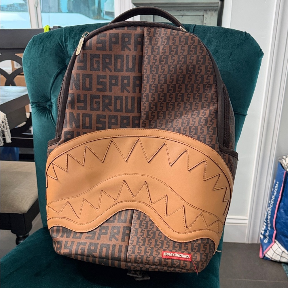 Sprayground Brown and Tan Graphic Backpack
